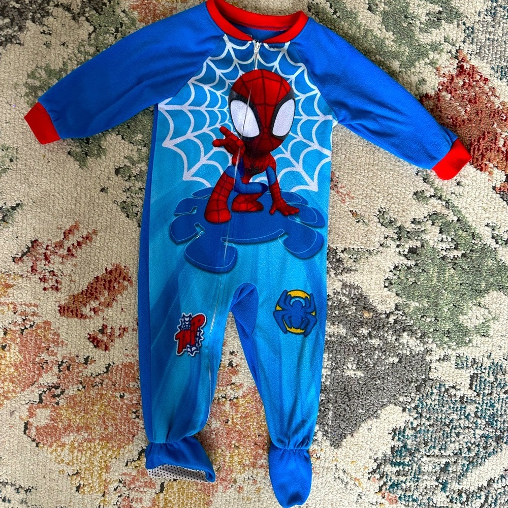 Marvel Spider-Man 2T Boy Cozy One-Piece Zip Footie Pajamas Sleep & Play - Picture 5 of 5